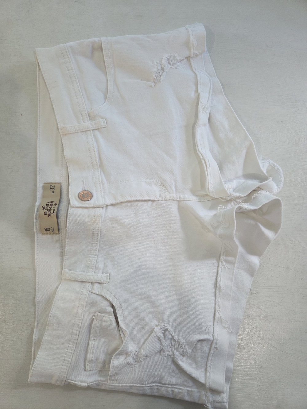 Hollister White Distressed Short-Shorts Low Rise